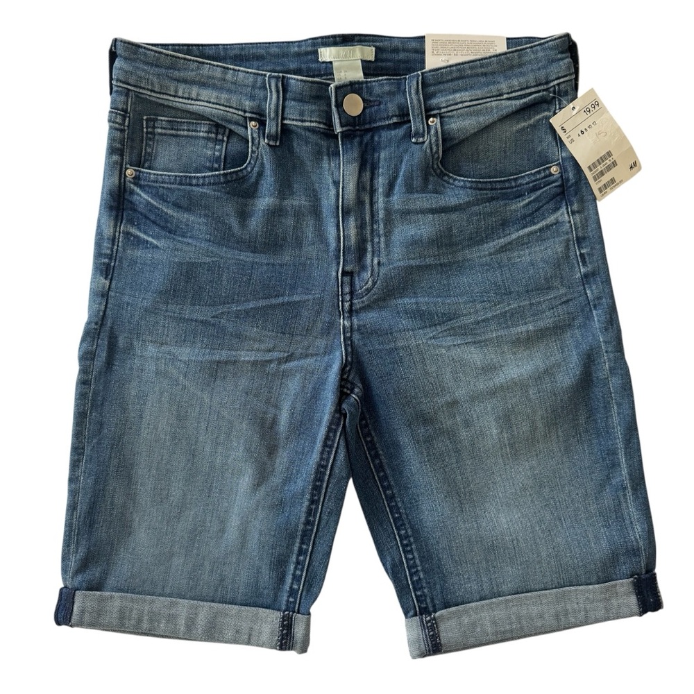 NWT H&M Denim Bermuda Rolled Hem Shorts